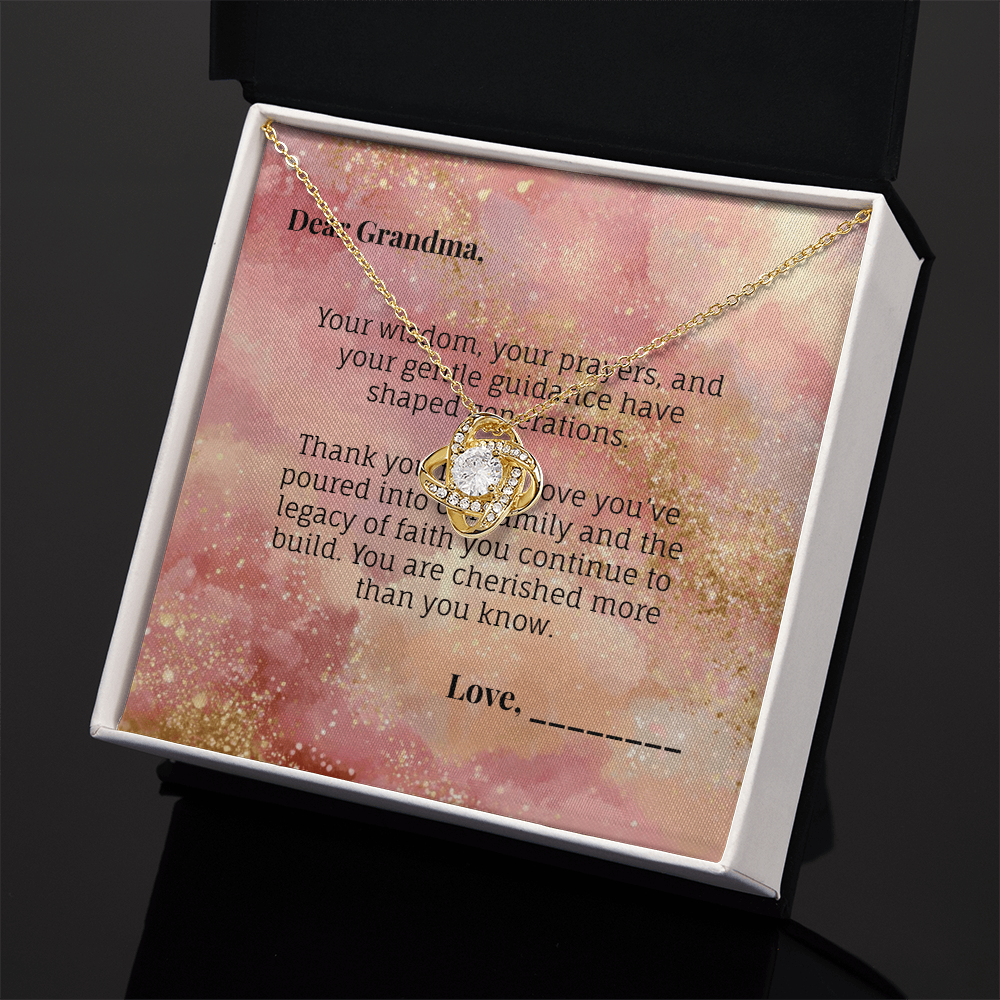 To Grandma - Generational Blessing Devotional Love Knot Necklace