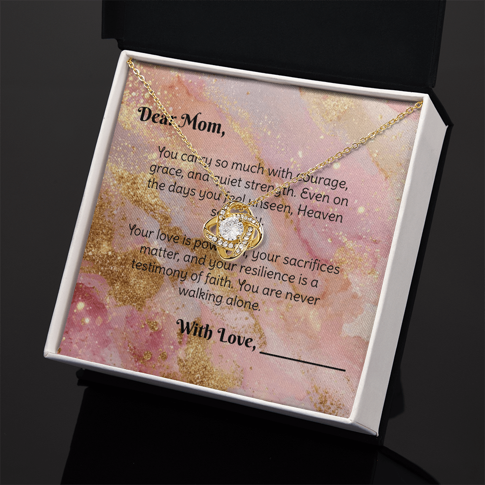 To the Single Mom - Strength & Grace Devotional Love Knot Necklace