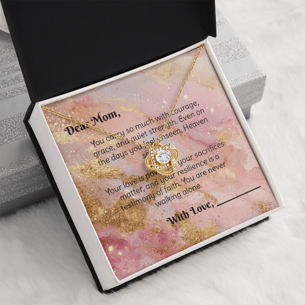 To the Single Mom - Strength & Grace Devotional Love Knot Necklace