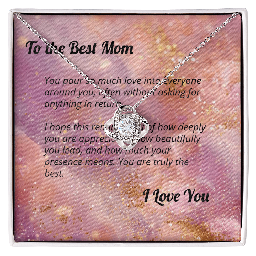 To the Best Mom - Encouragement Devotional Love Knot Necklace