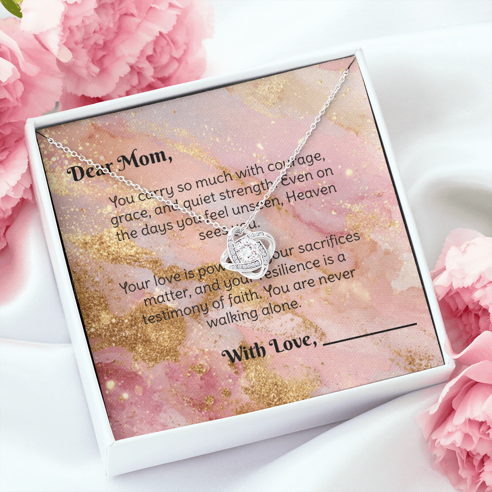 To the Single Mom - Strength & Grace Devotional Love Knot Necklace