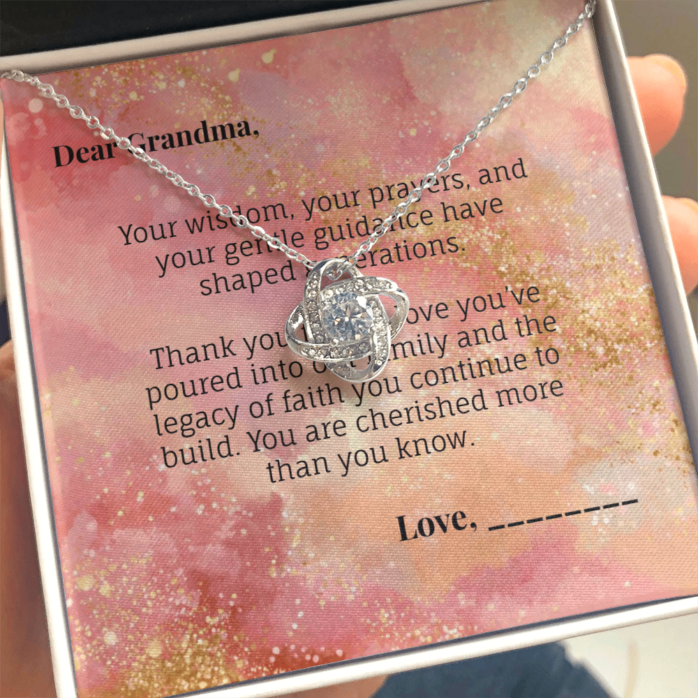 To Grandma - Generational Blessing Devotional Love Knot Necklace