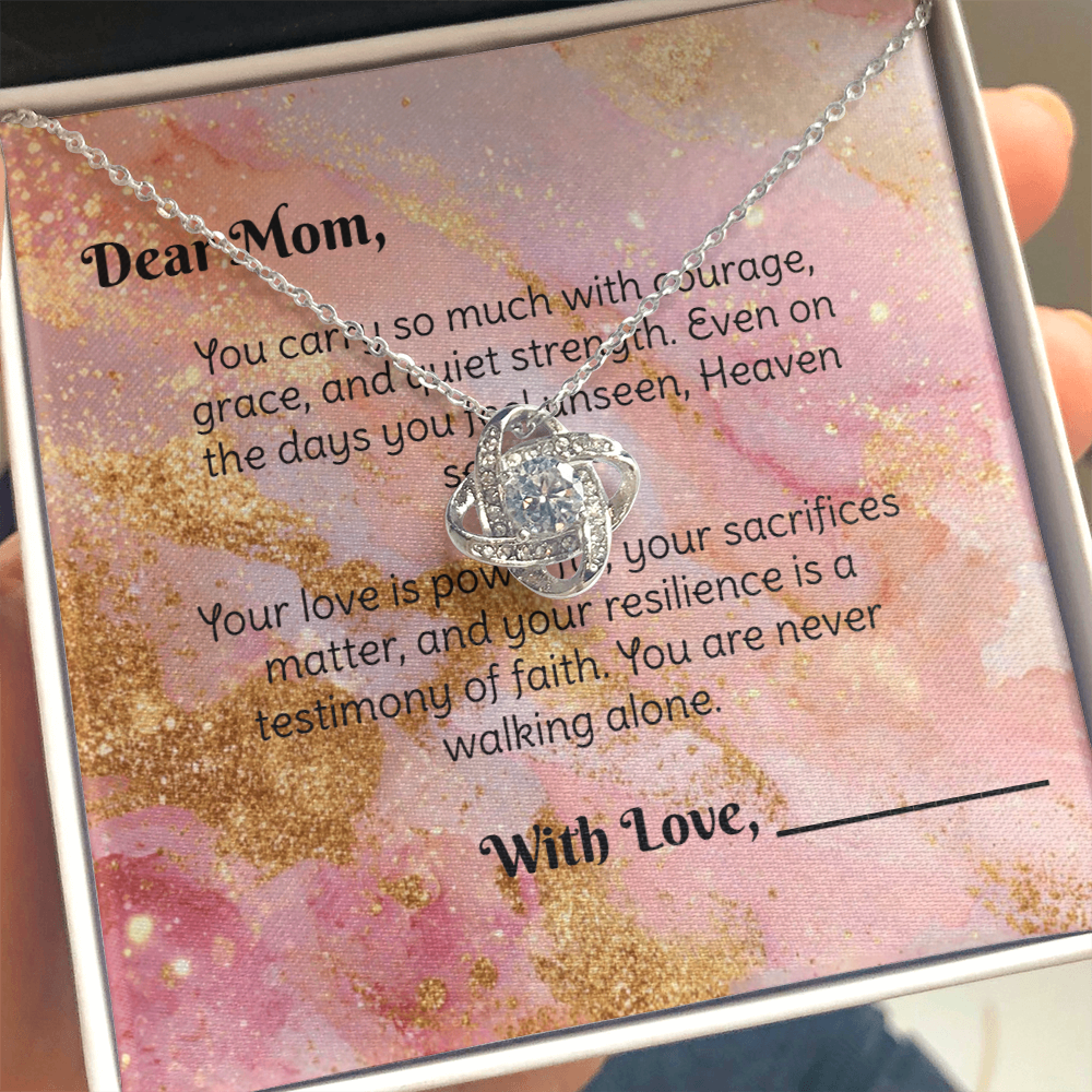 To the Single Mom - Strength & Grace Devotional Love Knot Necklace
