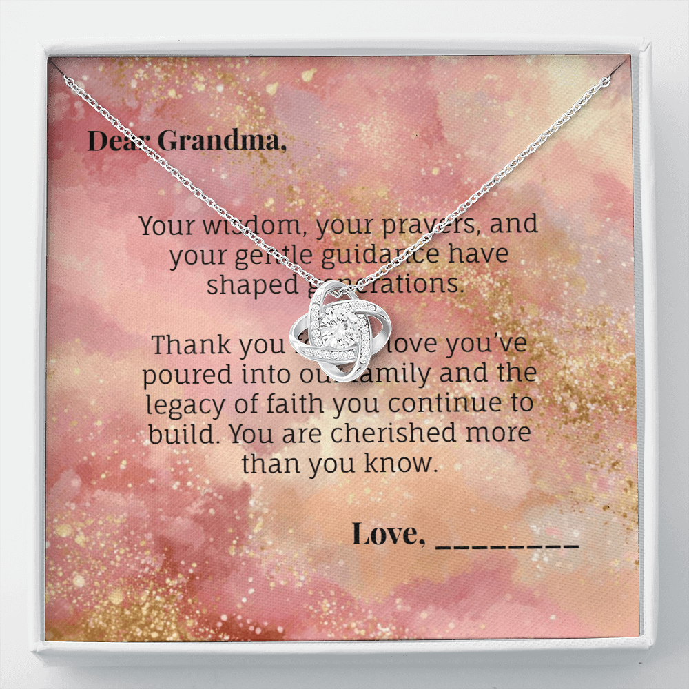 To Grandma - Generational Blessing Devotional Love Knot Necklace