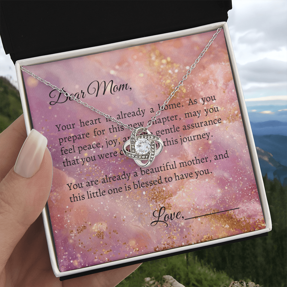 To the Expecting Mom - Mom‑to‑Be Devotional Love Knot Necklace