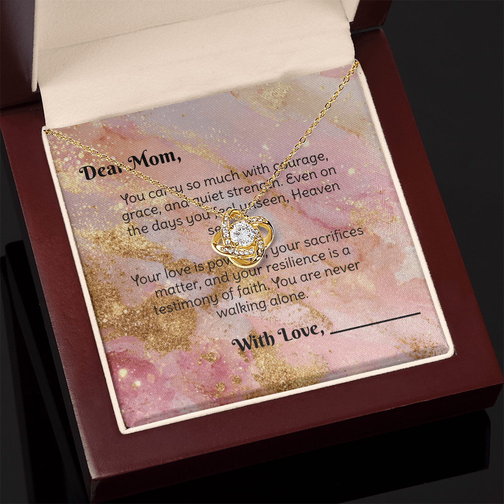 To the Single Mom - Strength & Grace Devotional Love Knot Necklace
