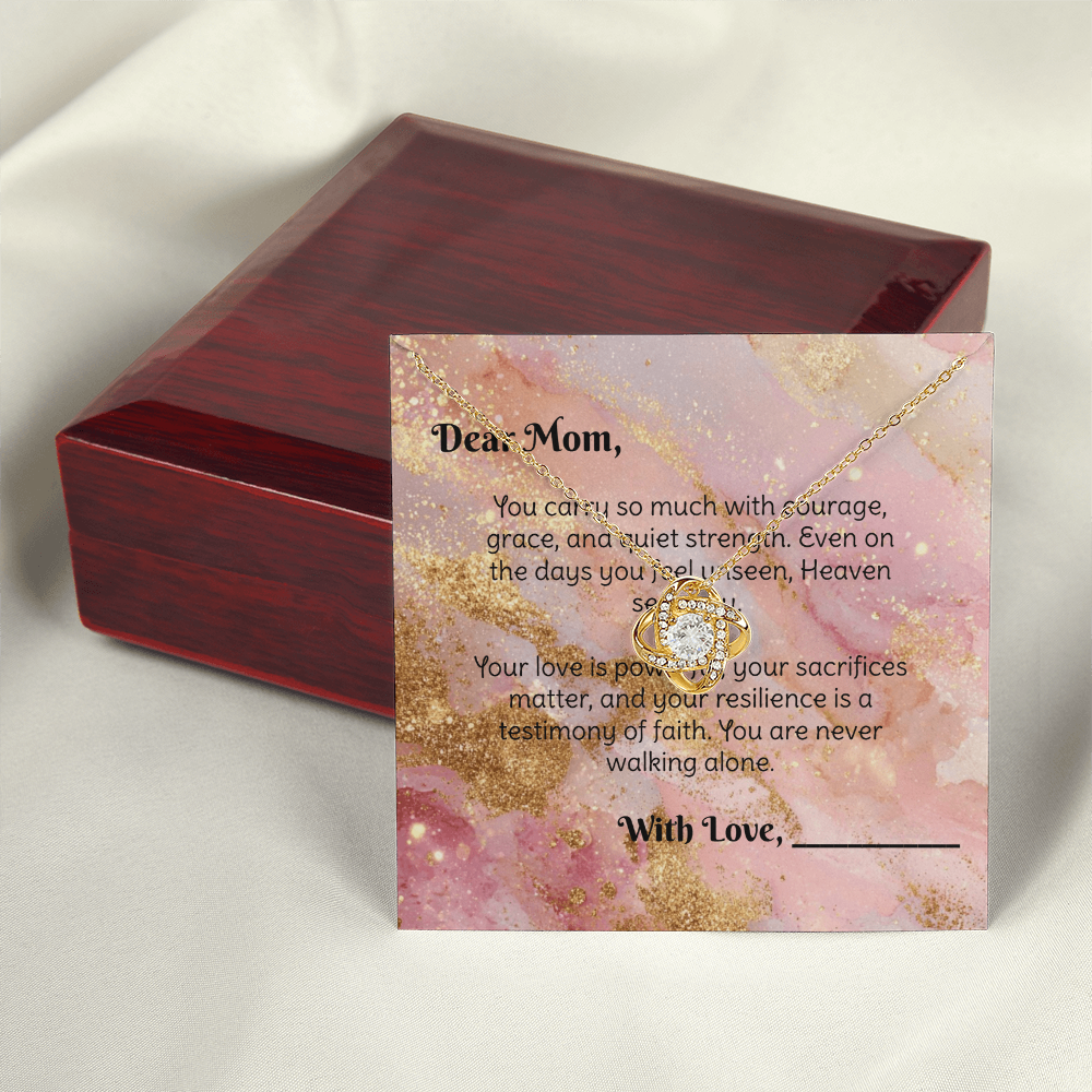 To the Single Mom - Strength & Grace Devotional Love Knot Necklace