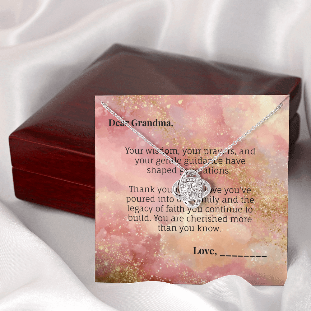 To Grandma - Generational Blessing Devotional Love Knot Necklace