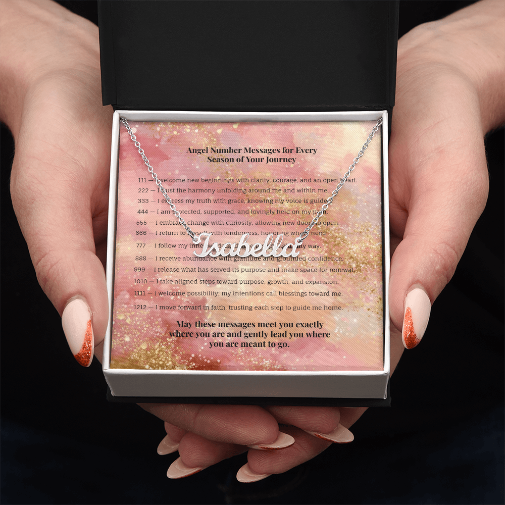 Angel Number 777 or Custom Name Necklace + Message Card