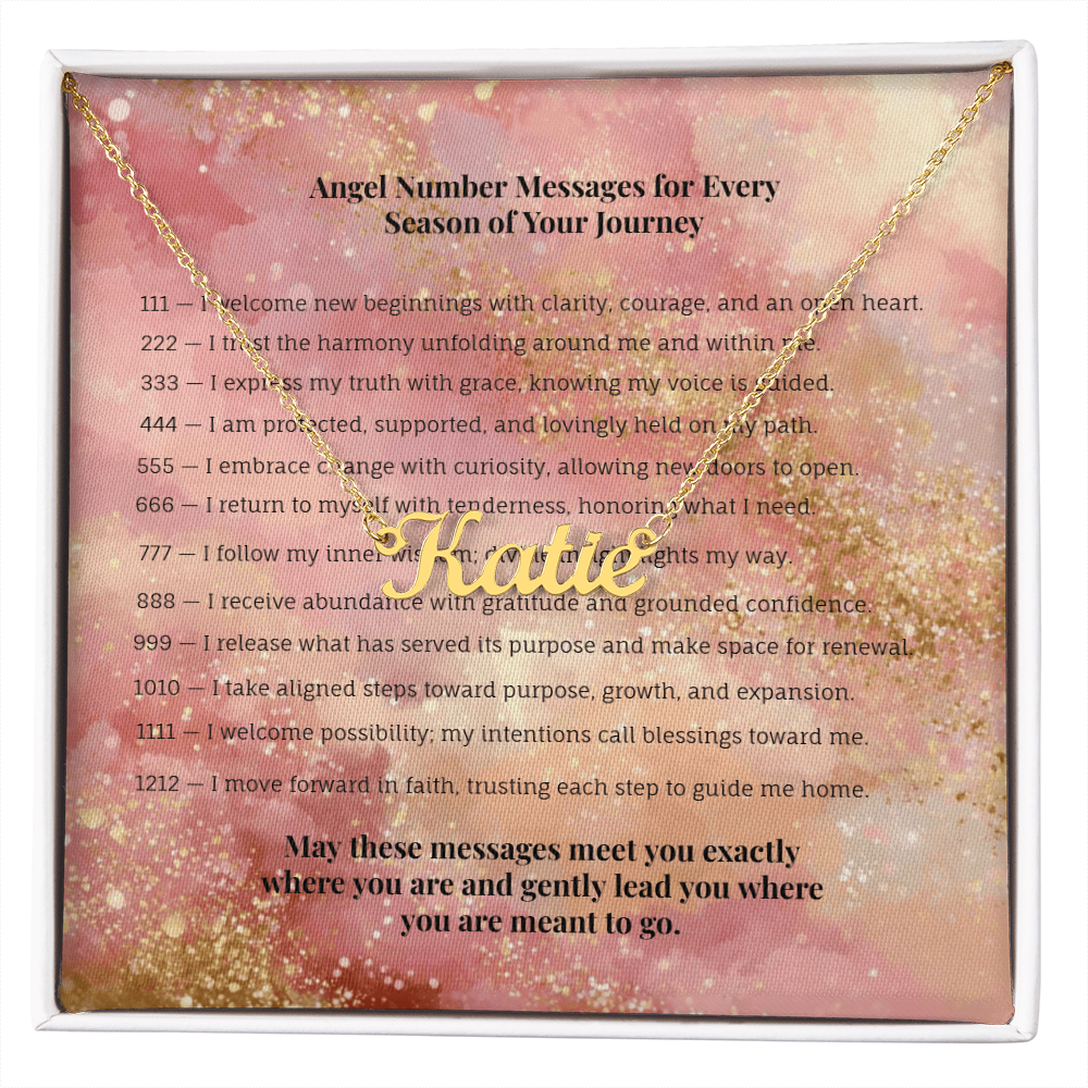 Angel Number 777 or Custom Name Necklace + Message Card